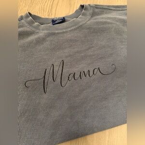 Etsy boutique Mama sweatshirt L XL blue ribbed